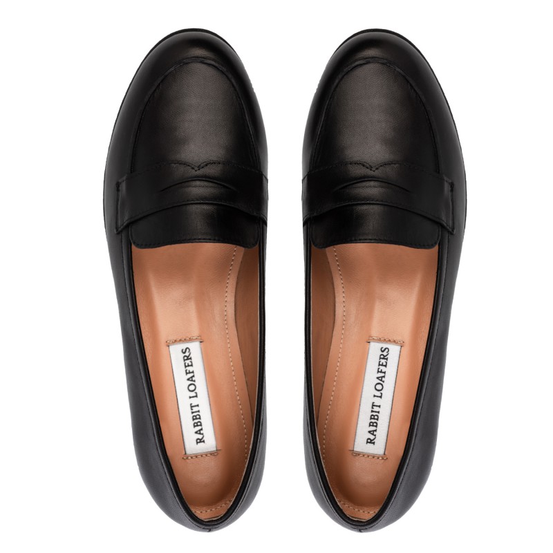 RABBIT LOAFERS - SHOP ONLINE WOMAN"S LOAFERS "ROBERTA BLACK" RLW-109-996