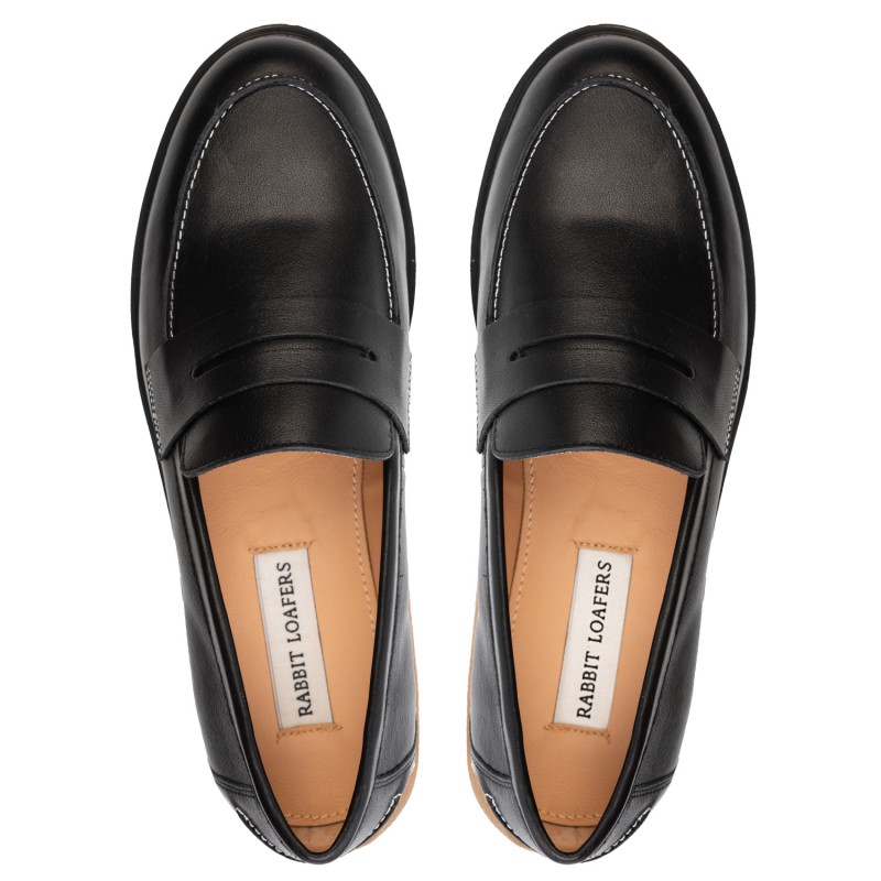 RABBIT LOAFERS - SHOP ONLINE WOMAN"S LOAFERS "CLEO BLACK" RLW-109-022