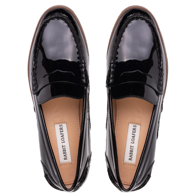 RABBIT LOAFERS - SHOP ONLINE WOMAN"S LOAFERS "NAIL BLACK" RLW-108-030